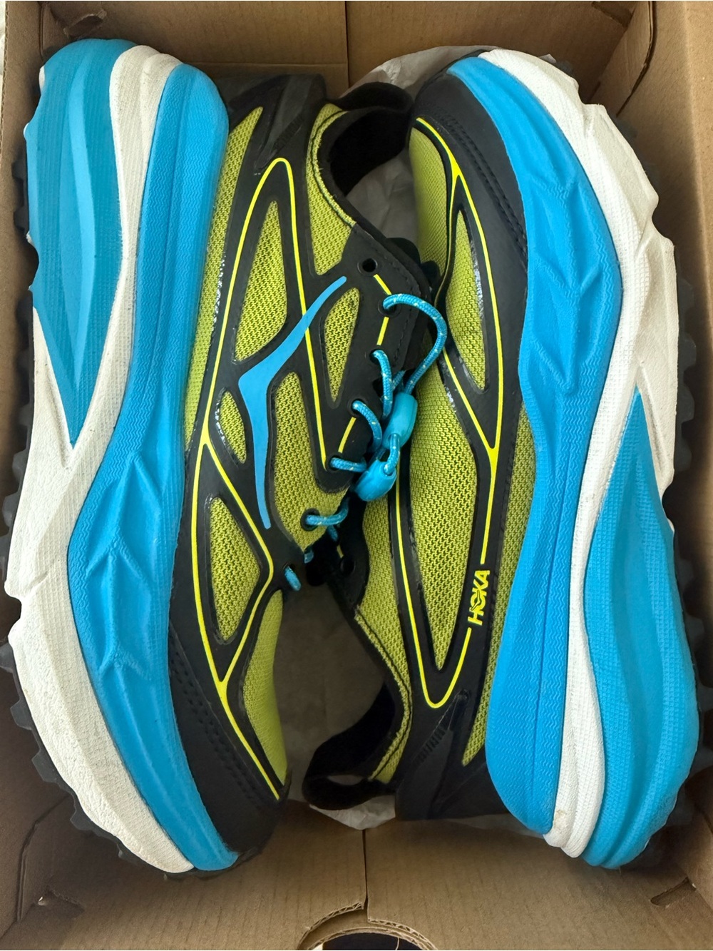 Hoka Lime & Blue Trail Sneakers